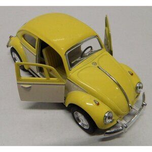 Volkswagen Beetle 1967 Die-Cast Model Yellow/Beige 1:32 Kinsmart Collectible